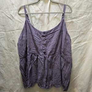 Torrid light purple eyelet tank top gathered bottom adjustable straps plus 5X